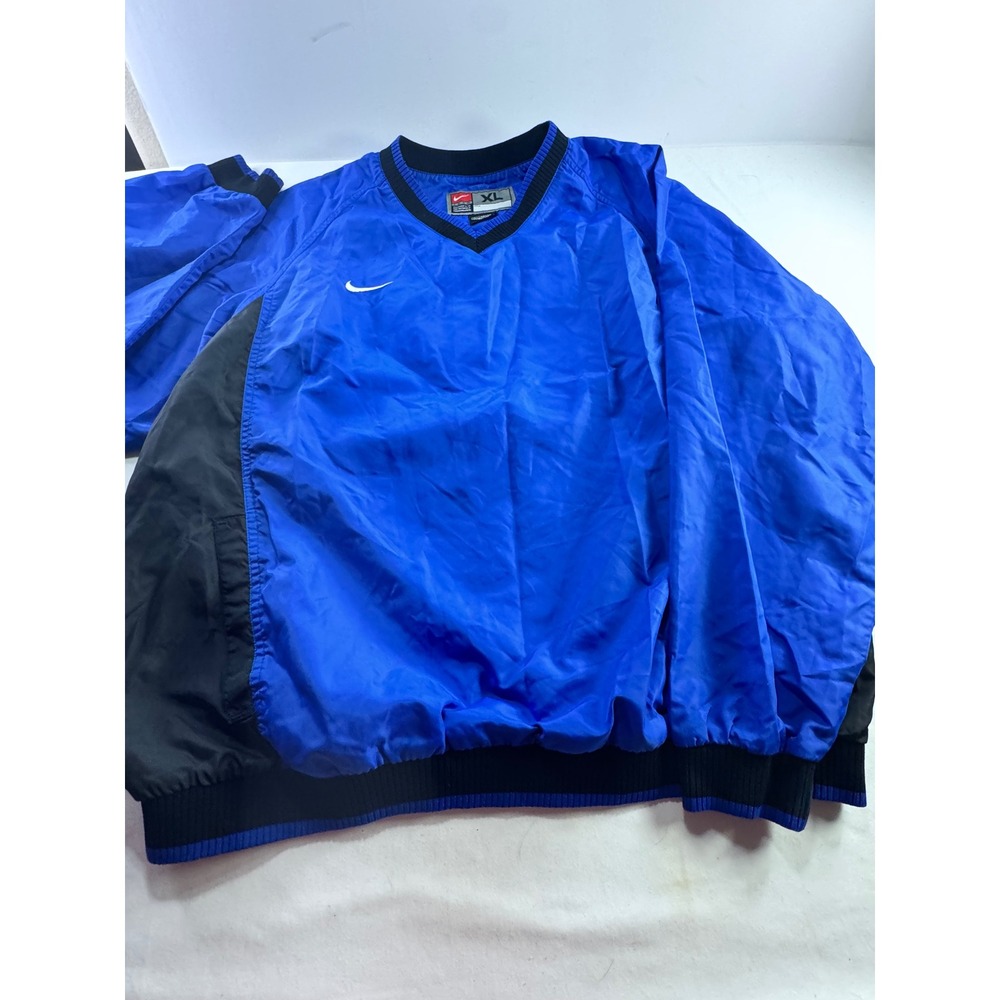 Nike Team V-Neck Windshirt Pullover Royal Blue Black XL Embroidered Swoosh